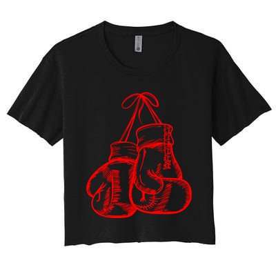 Retro Love Red Boxing Gloves Funny Gift Boxer Gift Cute Gift Women's Crop Top Tee