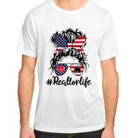 Realtor Life Real Estate 4th of July Messy Bun Flag US Adult ChromaSoft Performance T-Shirt