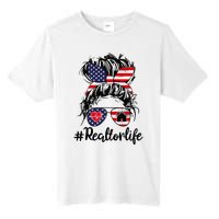 Realtor Life Real Estate 4th of July Messy Bun Flag US Tall Fusion ChromaSoft Performance T-Shirt