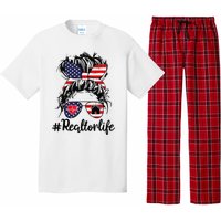 Realtor Life Real Estate 4th of July Messy Bun Flag US Pajama Set