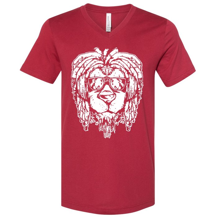 Rasta Lion V-Neck T-Shirt