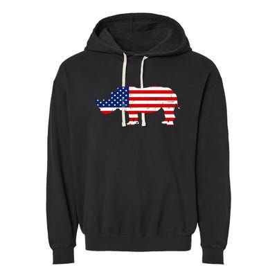 Rhino Lover Rhinoceros Horn Safari Wildlife Independence Day Garment-Dyed Fleece Hoodie