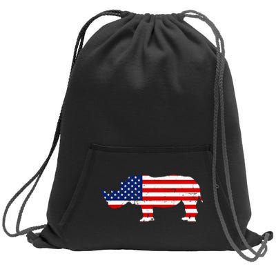 Rhino Lover Rhinoceros Horn Safari Wildlife Independence Day Sweatshirt Cinch Pack Bag