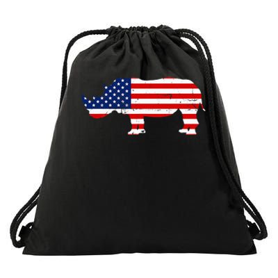 Rhino Lover Rhinoceros Horn Safari Wildlife Independence Day Drawstring Bag