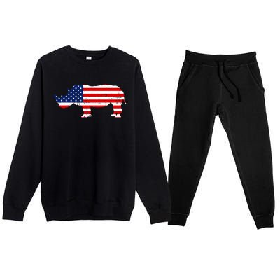 Rhino Lover Rhinoceros Horn Safari Wildlife Independence Day Premium Crewneck Sweatsuit Set