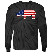 Rhino Lover Rhinoceros Horn Safari Wildlife Independence Day Tie-Dye Long Sleeve Shirt