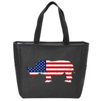 Rhino Lover Rhinoceros Horn Safari Wildlife Independence Day Zip Tote Bag