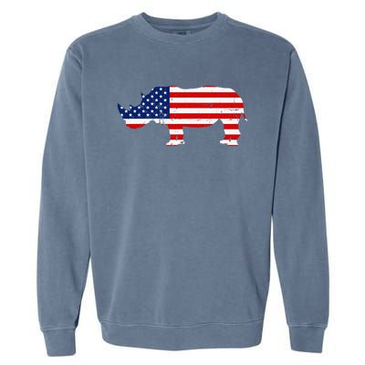 Rhino Lover Rhinoceros Horn Safari Wildlife Independence Day Garment-Dyed Sweatshirt