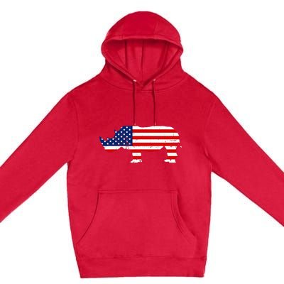 Rhino Lover Rhinoceros Horn Safari Wildlife Independence Day Premium Pullover Hoodie