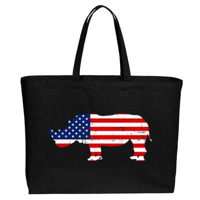 Rhino Lover Rhinoceros Horn Safari Wildlife Independence Day Cotton Canvas Jumbo Tote