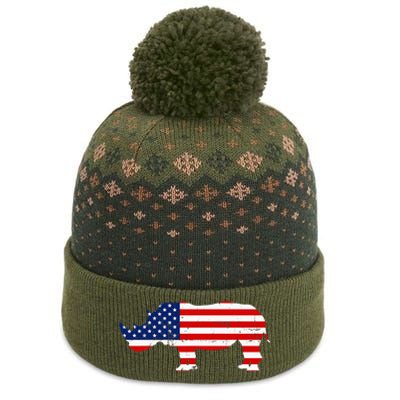 Rhino Lover Rhinoceros Horn Safari Wildlife Independence Day The Baniff Cuffed Pom Beanie