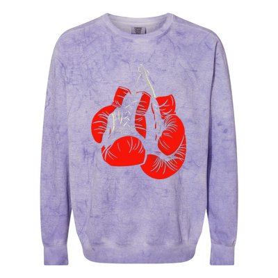 Retro Love Red Boxing Gloves Boxer Funny Boxing Lovers Colorblast Crewneck Sweatshirt