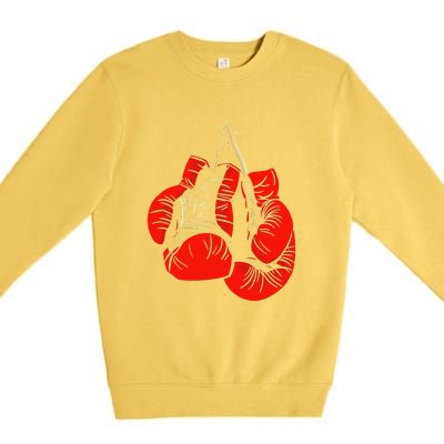 Retro Love Red Boxing Gloves Boxer Funny Boxing Lovers Premium Crewneck Sweatshirt