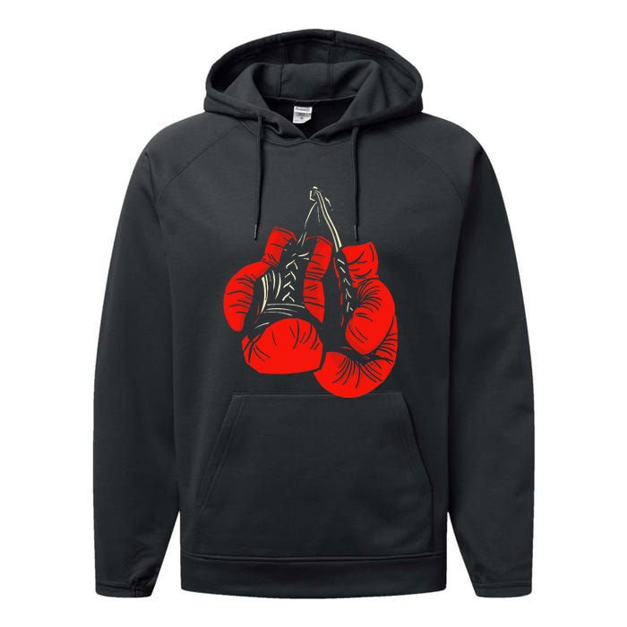 Retro Love Red Boxing Gloves Boxer Funny Boxing Lovers Performance Fleece Hoodie