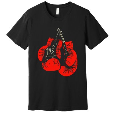 Retro Love Red Boxing Gloves Boxer Funny Boxing Lovers Premium T-Shirt