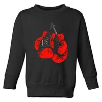 Retro Love Red Boxing Gloves Boxer Funny Boxing Lovers Toddler Sweatshirt