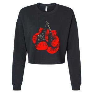 Retro Love Red Boxing Gloves Boxer Funny Boxing Lovers Cropped Pullover Crew