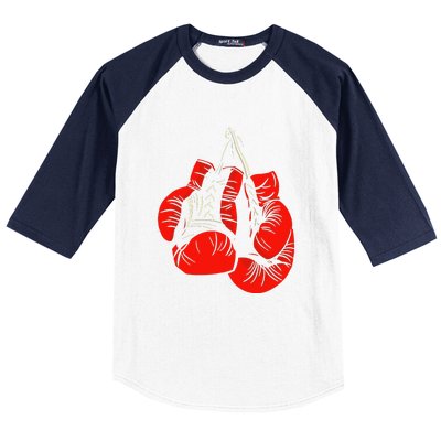 Retro Love Red Boxing Gloves Boxer Funny Boxing Lovers Baseball Sleeve Shirt