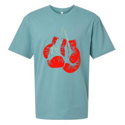 Retro Love Red Boxing Gloves Boxer Funny Boxing Lovers Sueded Cloud Jersey T-Shirt