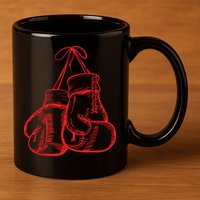 Retro Love Red Boxing Gloves Gifts Boxer 11oz C Handle Ceramic Mug