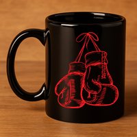 Retro Love Red Boxing Gloves Gifts Boxer 11oz C Handle Ceramic Mug
