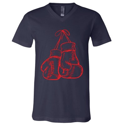 Retro Love Red Boxing Gloves Gifts Boxer V-Neck T-Shirt