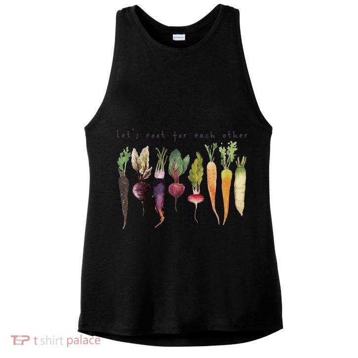 Retro Let's Root For Each Other Cute Veggie Funny Vegan Ladies PosiCharge Tri-Blend Wicking Tank