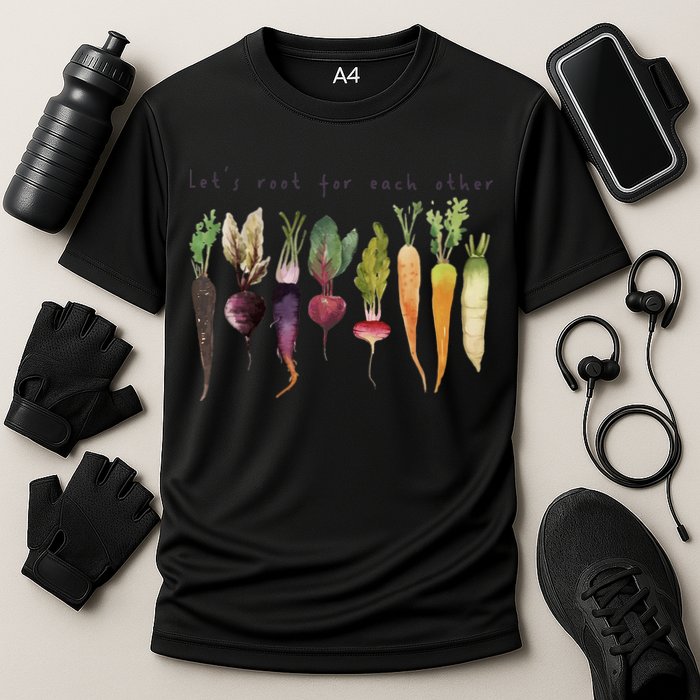 Retro Let's Root For Each Other Cute Veggie Funny Vegan Performance Shirt