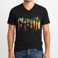 Retro Let's Root For Each Other Cute Veggie Funny Vegan V-Neck T-Shirt