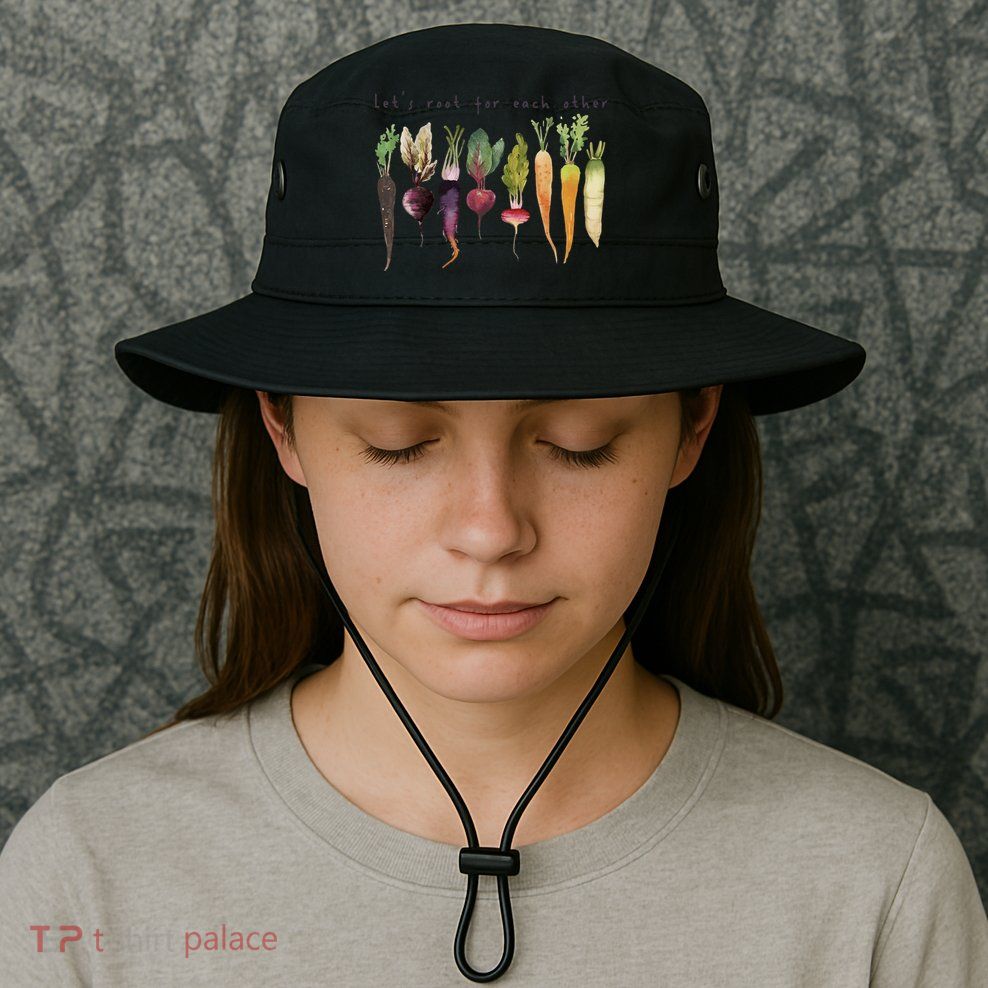 Retro Let's Root For Each Other Cute Veggie Funny Vegan Bucket Hat