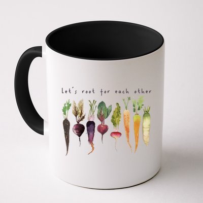 Retro Let's Root For Each Other Cute Veggie Funny Vegan Mug