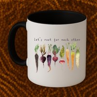 Retro Let's Root For Each Other Cute Veggie Funny Vegan Mug