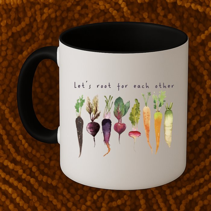 Retro Let's Root For Each Other Cute Veggie Funny Vegan Mug