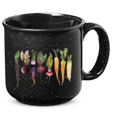 Retro Let's Root For Each Other Cute Veggie Funny Vegan 15oz Campfire Ceramic Mug