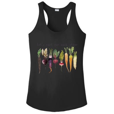 Retro Let's Root For Each Other Cute Veggie Funny Vegan Ladies PosiCharge Competitor Racerback Tank