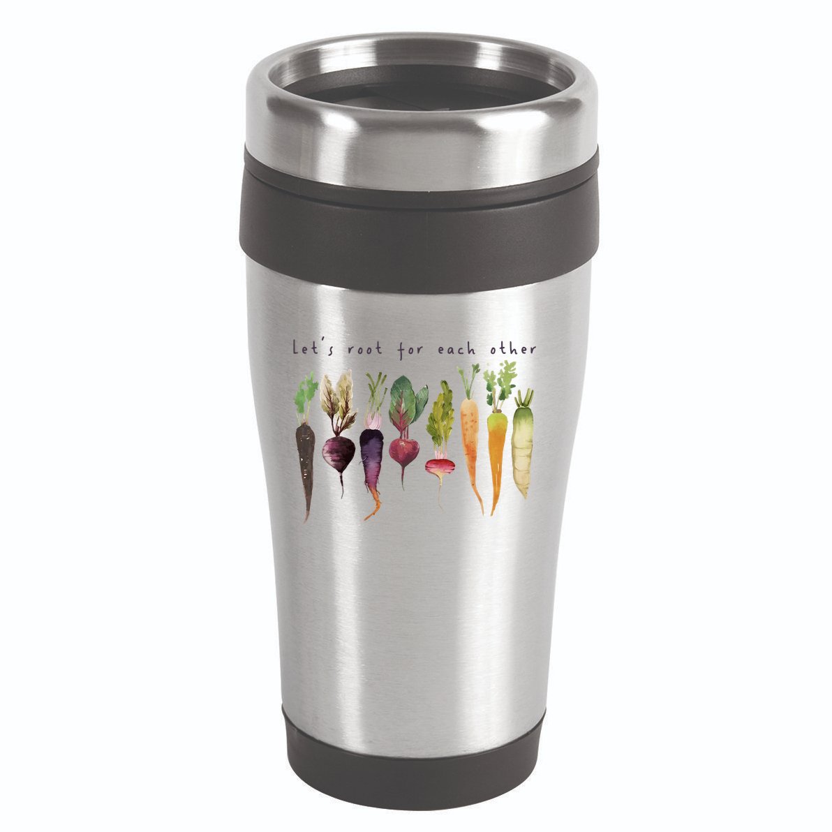 Retro Let's Root For Each Other Cute Veggie Funny Vegan 16oz Travel Tumbler