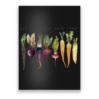 Retro Let's Root For Each Other Cute Veggie Funny Vegan Poster