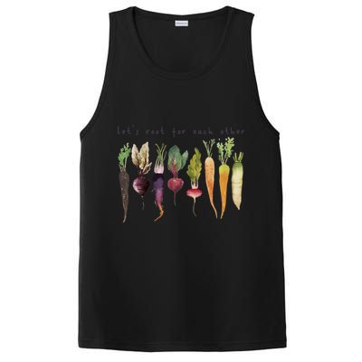 Retro Let's Root For Each Other Cute Veggie Funny Vegan PosiCharge Competitor Tank
