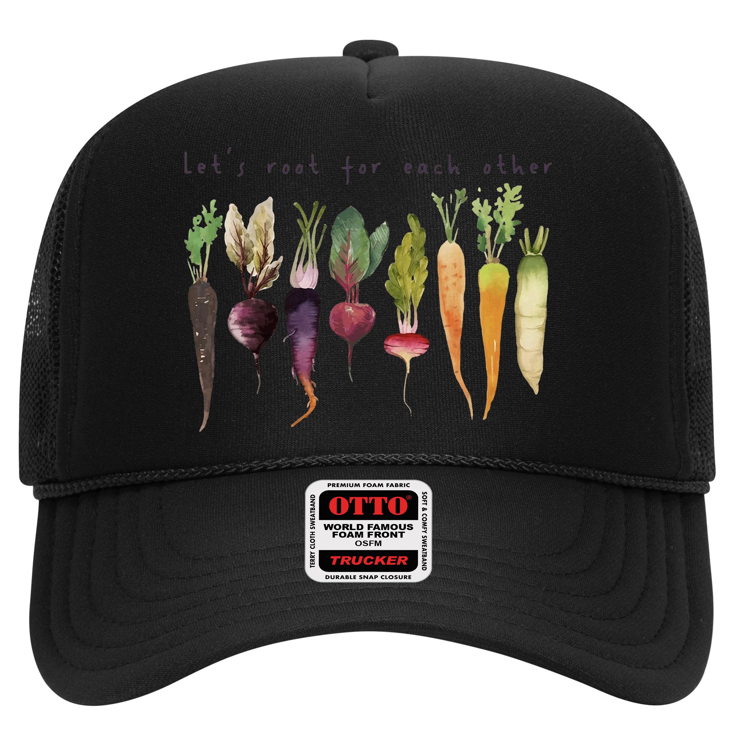 Retro Let's Root For Each Other Cute Veggie Funny Vegan Hat