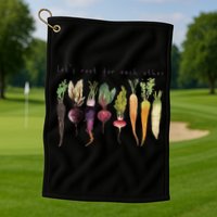 Retro Let's Root For Each Other Cute Veggie Funny Vegan Golf Towel