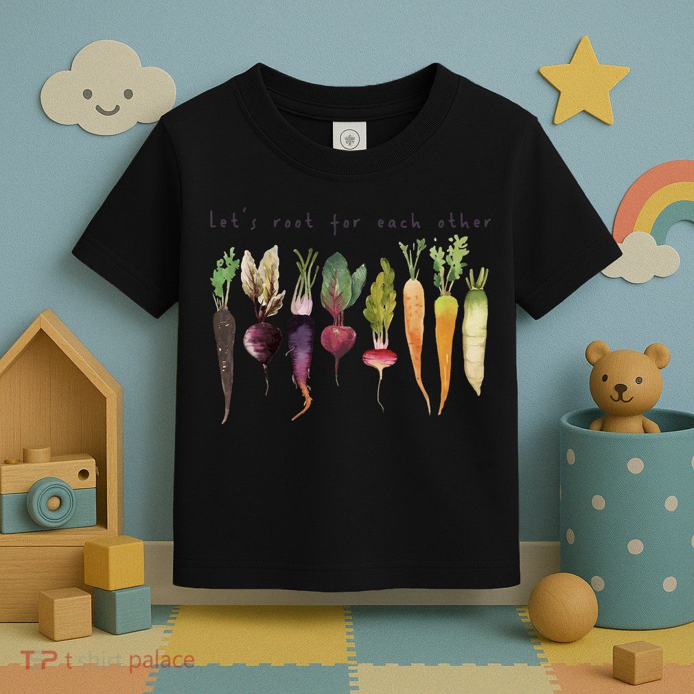 Retro Let's Root For Each Other Cute Veggie Funny Vegan Toddler T-Shirt