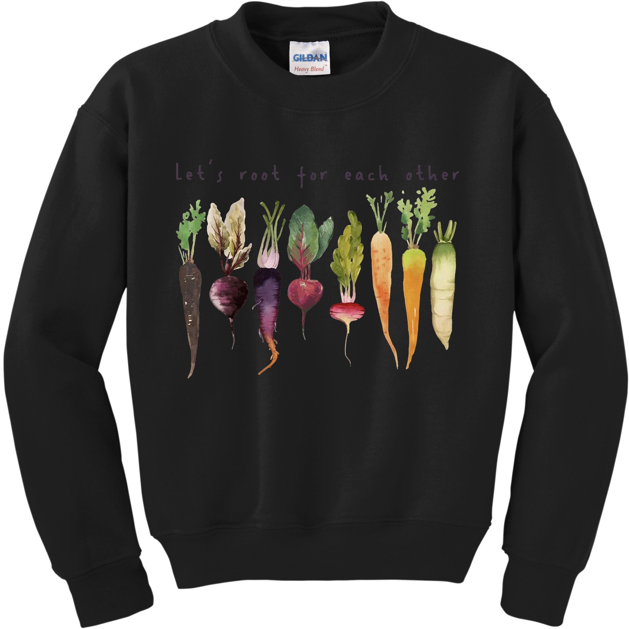 Retro Let's Root For Each Other Cute Veggie Funny Vegan Kids Sweatshirt