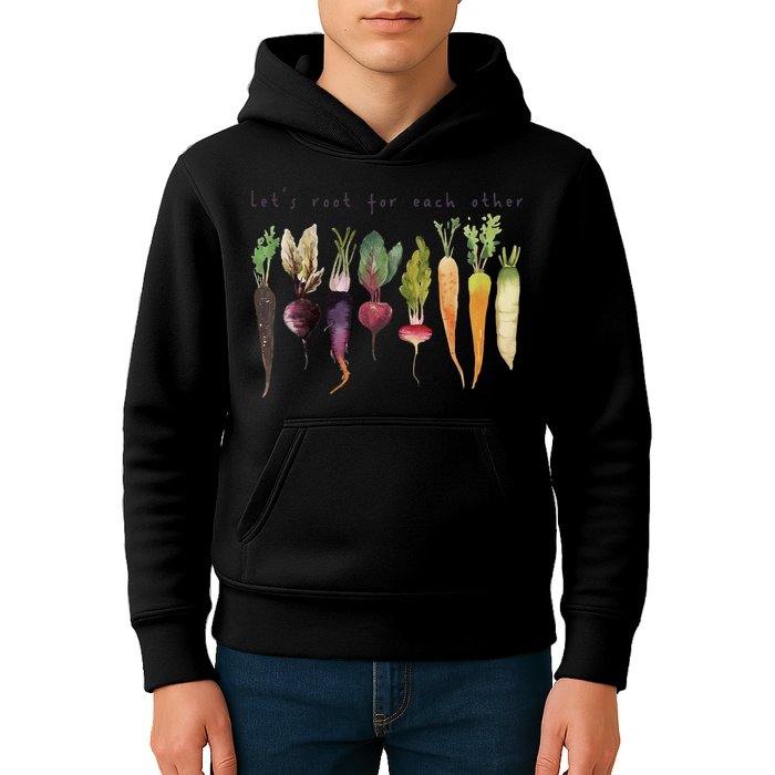 Retro Let's Root For Each Other Cute Veggie Funny Vegan Kids Hoodie