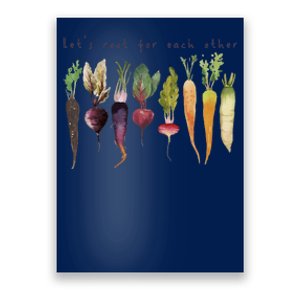 Retro Let's Root For Each Other Cute Veggie Funny Vegan Poster