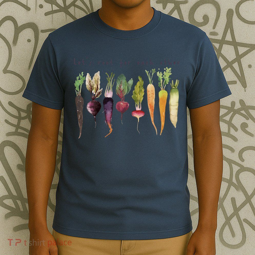 Retro Let's Root For Each Other Cute Veggie Funny Vegan T-Shirt