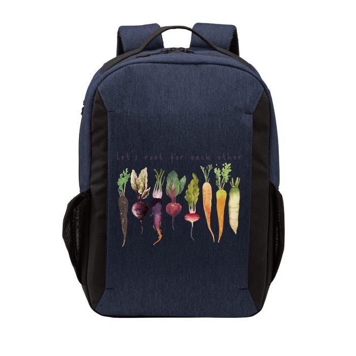 Retro Let's Root For Each Other Cute Veggie Funny Vegan Vector Backpack