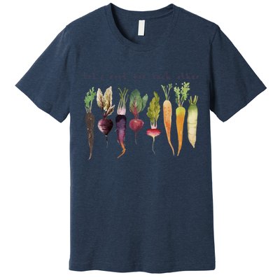 Retro Let's Root For Each Other Cute Veggie Funny Vegan Premium T-Shirt