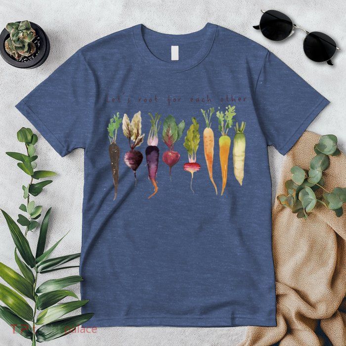 Retro Let's Root For Each Other Cute Veggie Funny Vegan Premium T-Shirt