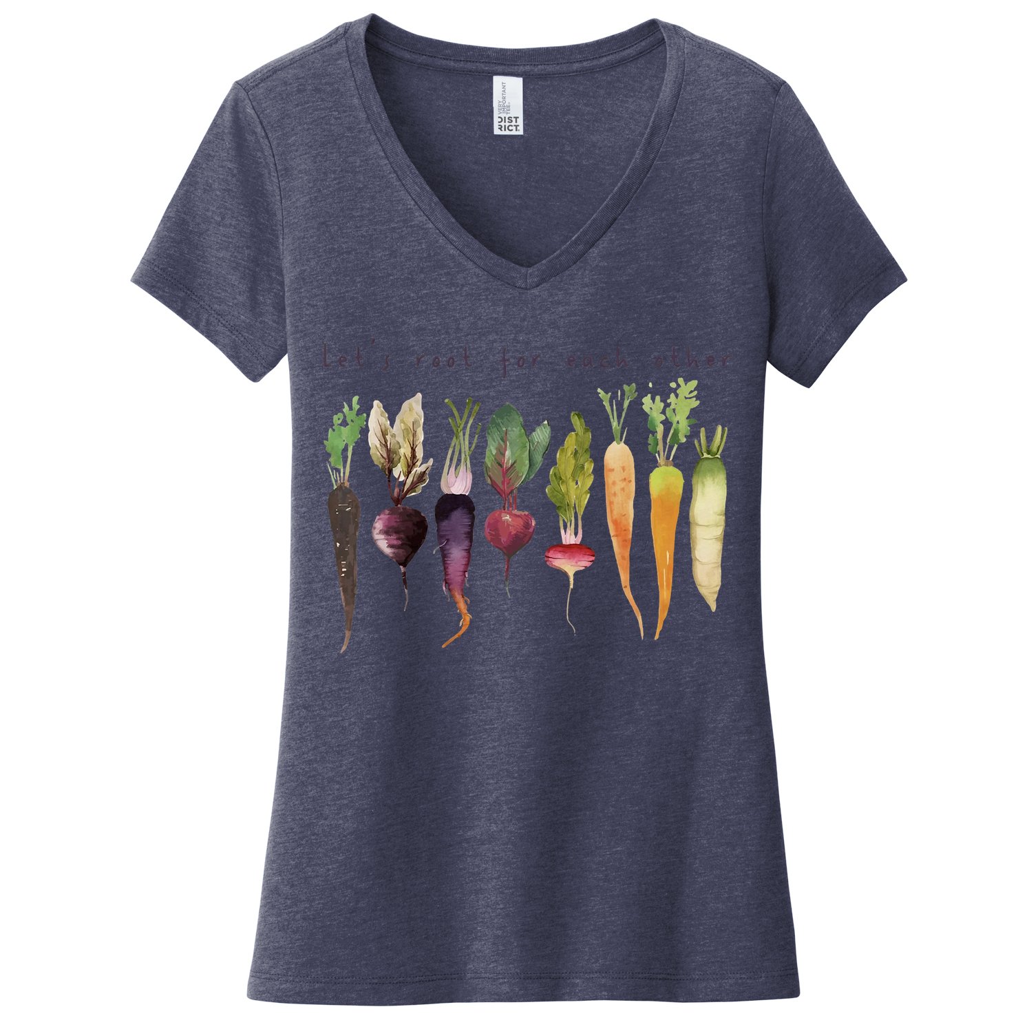 Retro Let's Root For Each Other Cute Veggie Funny Vegan Women's V-Neck T-Shirt