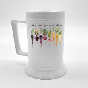 Retro Let's Root For Each Other Cute Veggie Funny Vegan Beer Stein